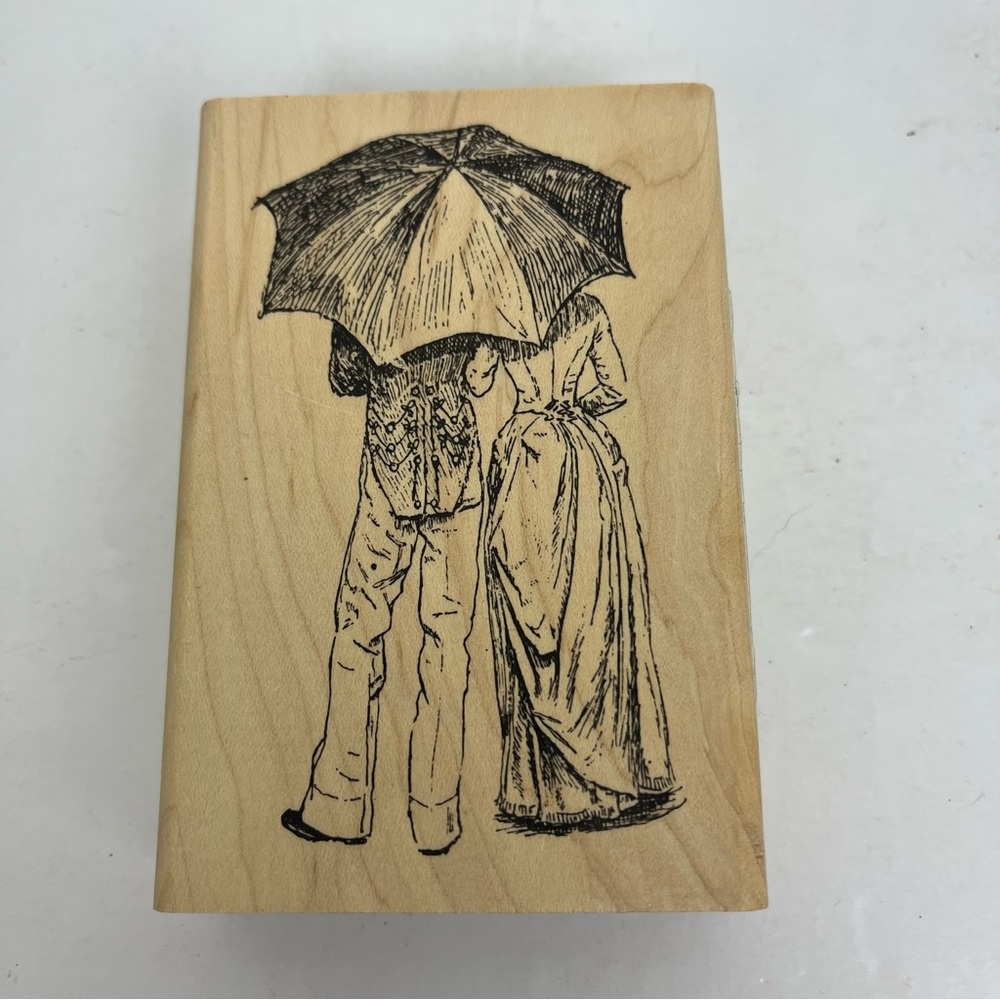 Inkadinkado Stamp Couple Under Umbrella Made In USA